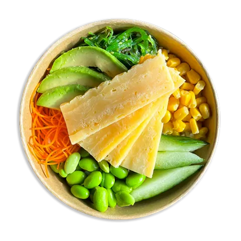 Poke bowl tamago omelet