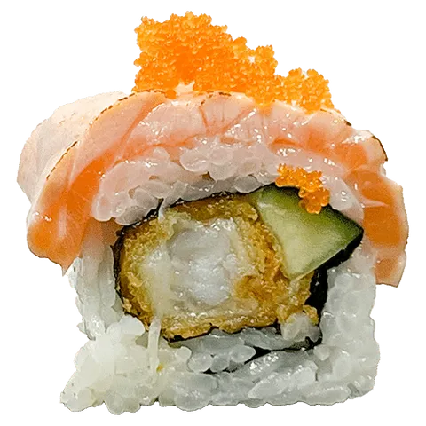 Flamed soft shell salmon