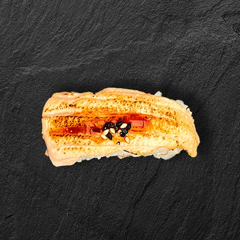 Flamed sake nigiri