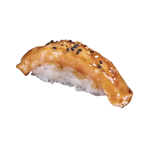 Flamed sake nigiri