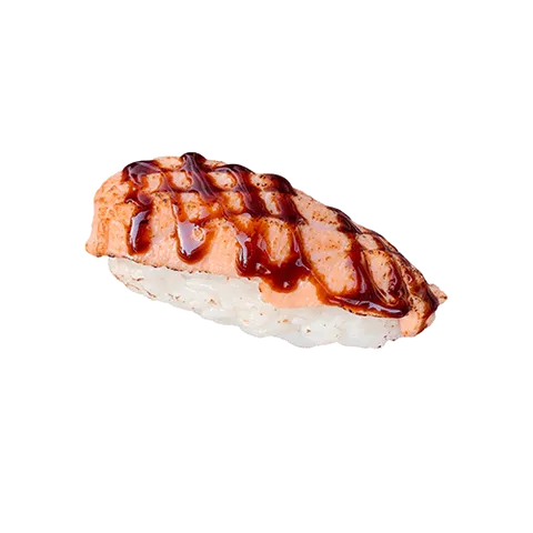 Flamed sake nigiri