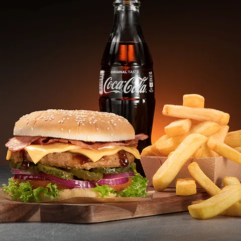 BBQ bacon chicken burger menu