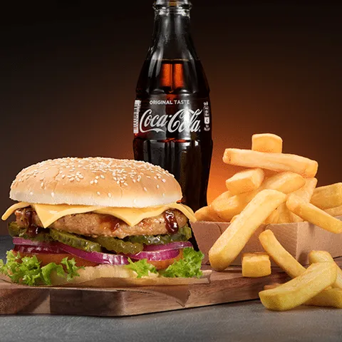 Cheese chicken burger menu