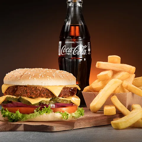 Double cheese vegetarische burger menu