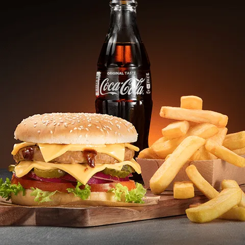 Double cheese chicken burger menu