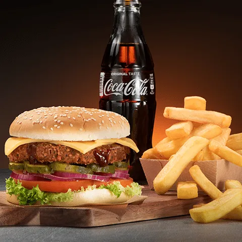 Vegetarische cheese burger menu