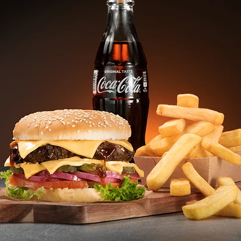 Double cheese beefburger menu
