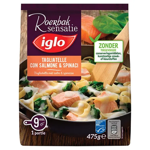 Iglo roerbak sensatie tagliatelle met zalm 450 gram