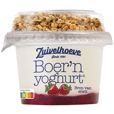 Zuivelhoeve boer'n yoghurt aardbei muesli 170 gram