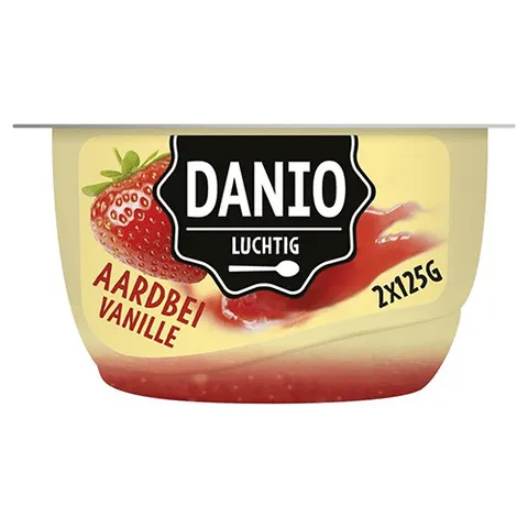Danio luchtige kwark vanille aardbei 250 gram