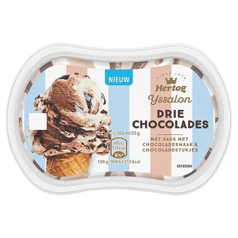Hertog ijs drie chocolades 200ml