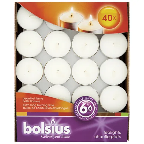Bolsius theelichten wit 40 stuks