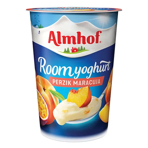 Almhof roomyoghurt maracuja perzik 500 gram