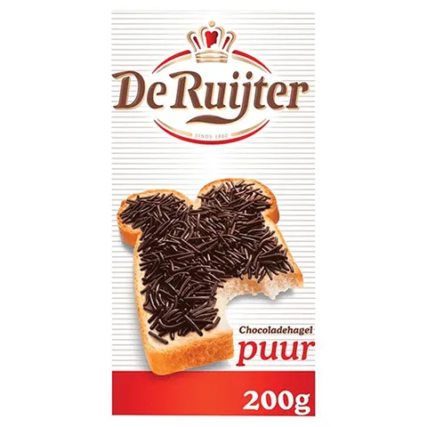 De Ruijter chocoladehagel puur 200 gram