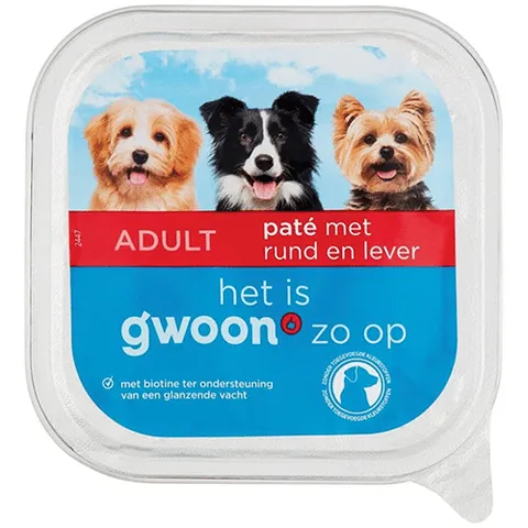 Gwoon Hondenvoeding paté met rund en lever 150 gram