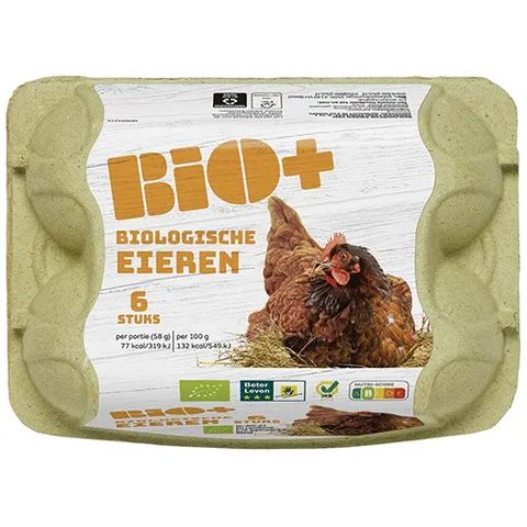 Bio+ biologische eieren 6 stuks