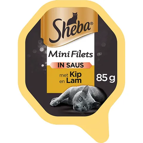Sheba Mini Filets Kattenvoeding met kip en lam in saus 85 gram