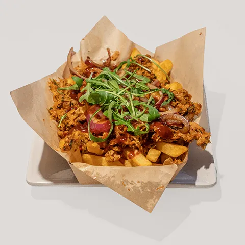 Frites pulled chicken