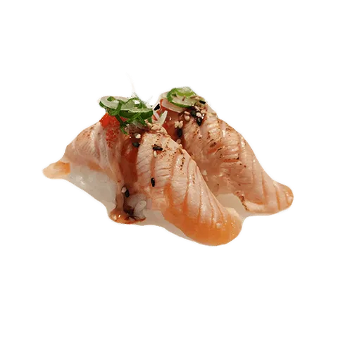 Flamed sake nigiri