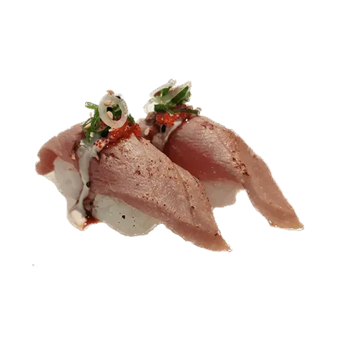 Flamed maguro nigiri