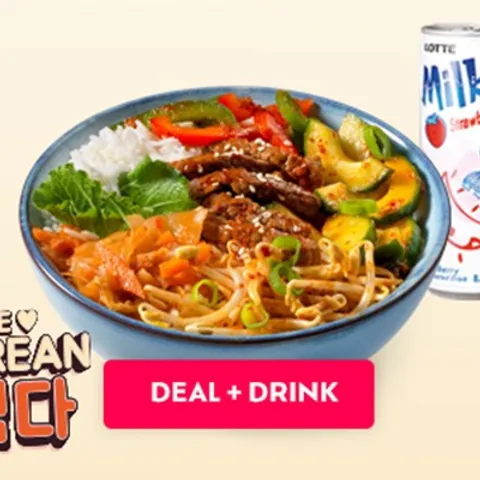 Beef bulgogi bowl + Korean drink