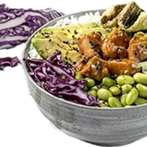 Poké bowl chicken teriyaki (vegan)