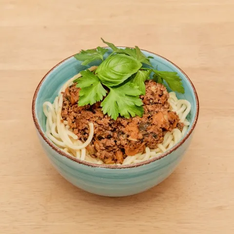 Spaghetti of macaroni bolognese