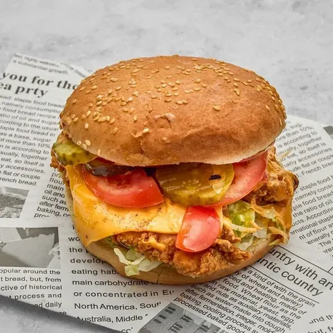 Crispy chicken cheese burger