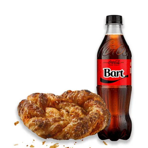 Bretzel pizza met een frisdrank naar keuze