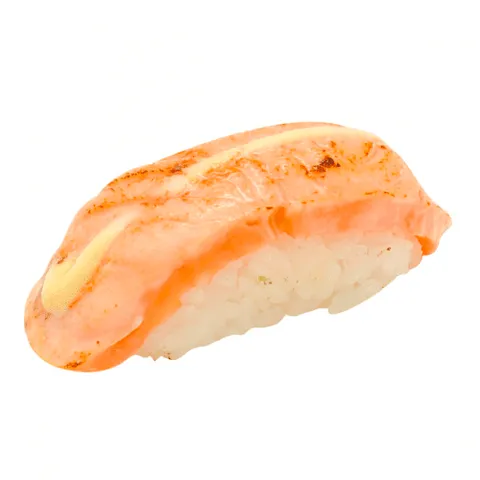 Flamed sake nigiri