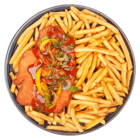 Loaded fries paprika schnitzel