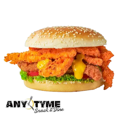 Chicken on fire burger
