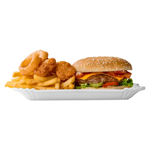 Tastybox 2. 3 uienringen en 3 kipnuggets