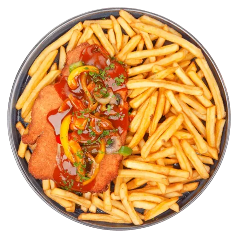 Loaded fries paprika schnitzel