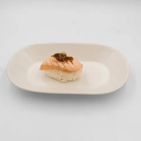 Flamed salmon cheese nigiri