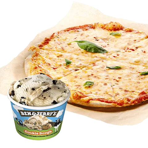Pizza met tomaten en kaas met Ben & Jerry's 100ml