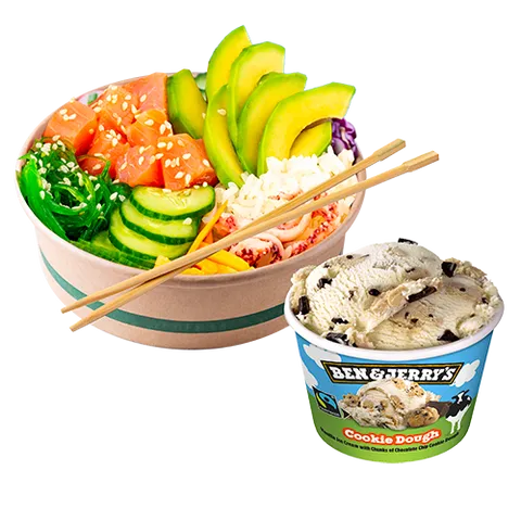 Poké bowl krokante kip en Ben & Jerry's 100ml