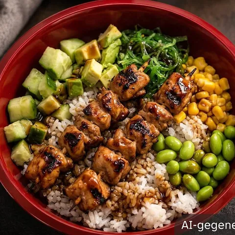 Poké bowl yakitori halal