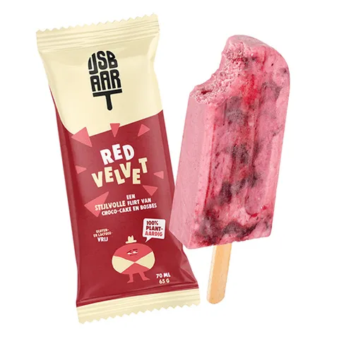 Huisgemaakte verpakt ijs red velvet 70ml