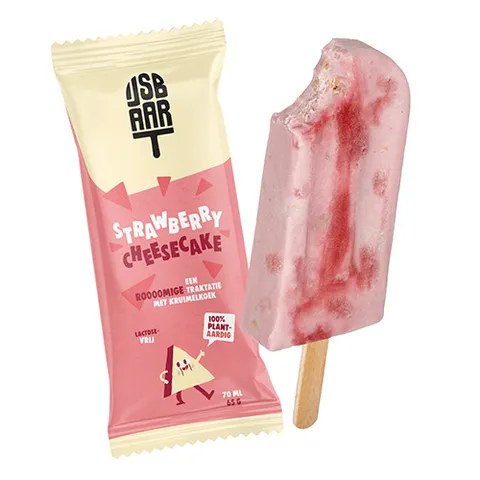 Huisgemaakte verpakt ijs strawberry cheesecake 70ml